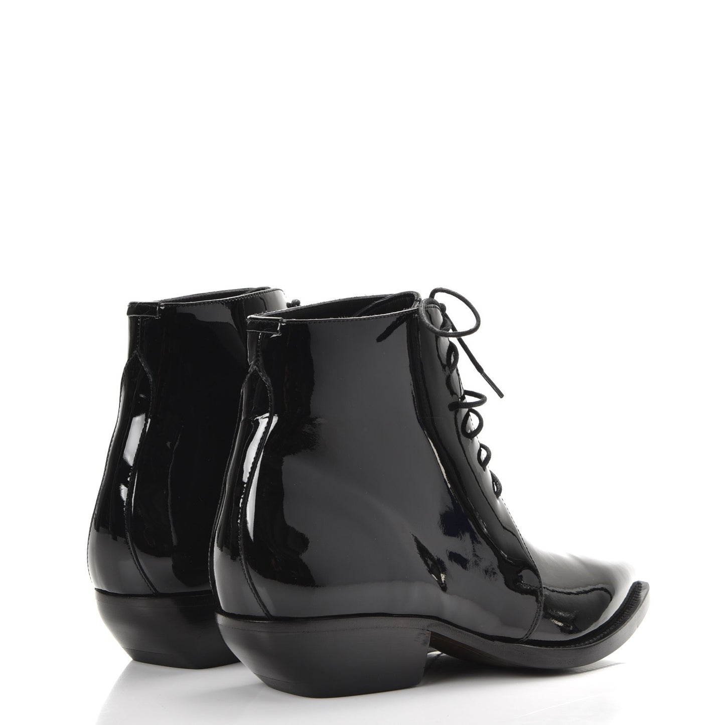 Patent Calfskin Theo Lace-Up Ankle Boots 38 Black