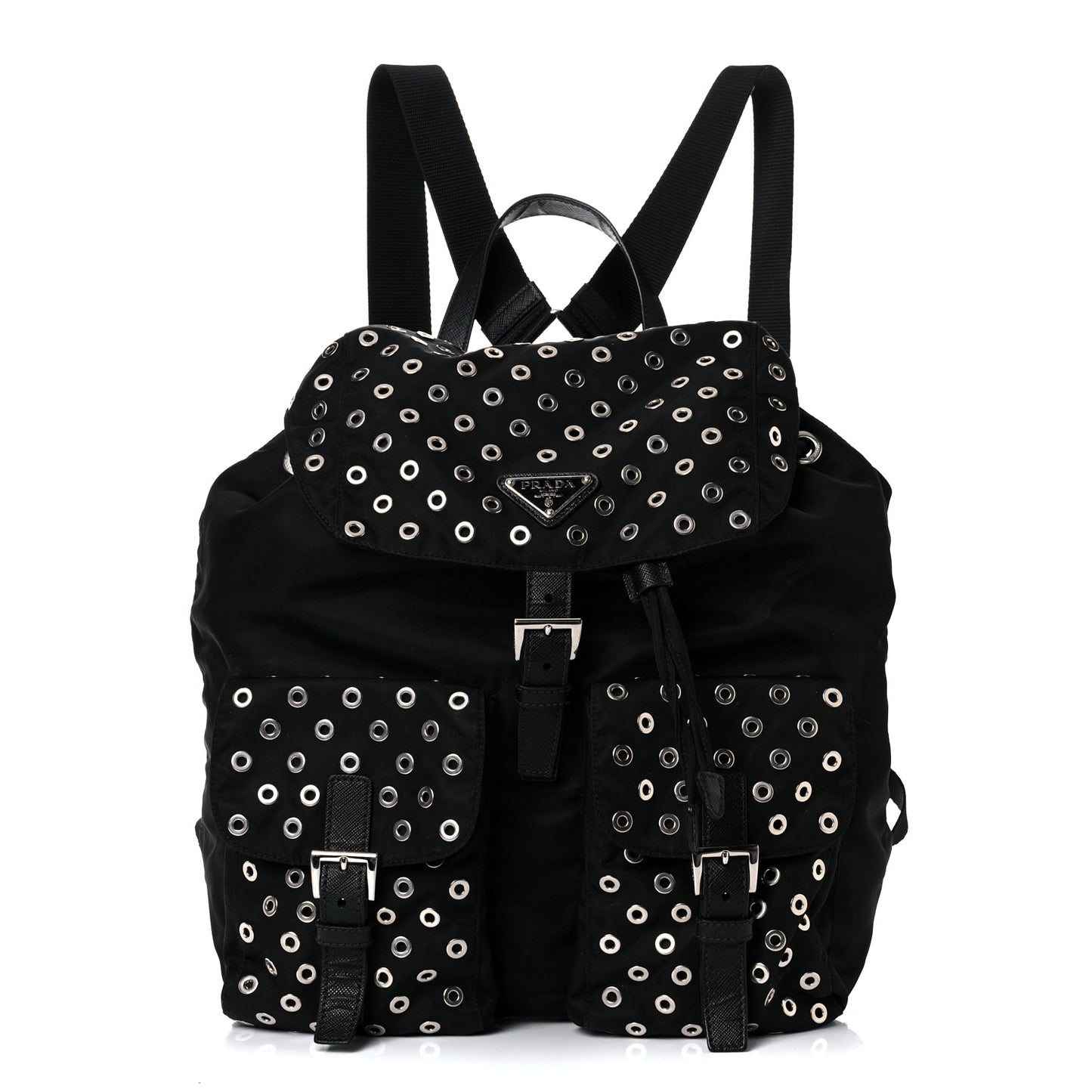 Tessuto Nylon Grommet Backpack Black