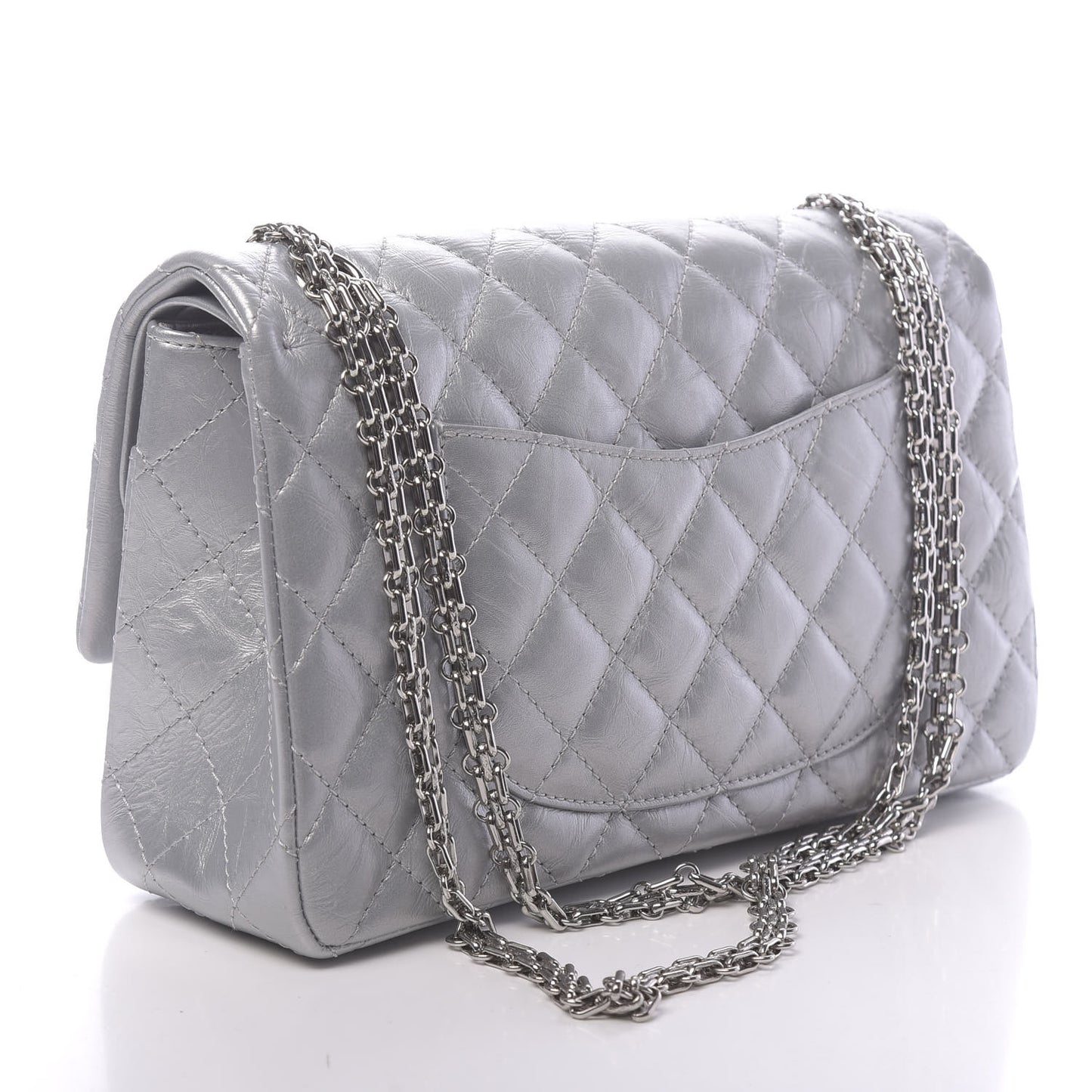 Metallic Aged Calfskin Quilted 2.55 Reissue 226 Flap Silver