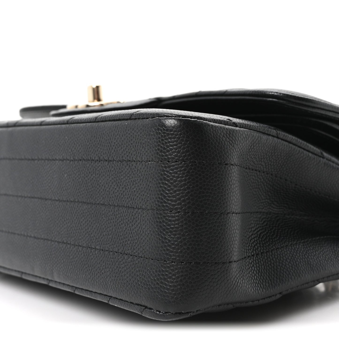 Caviar Chevron Quilted Small Double Flap Black