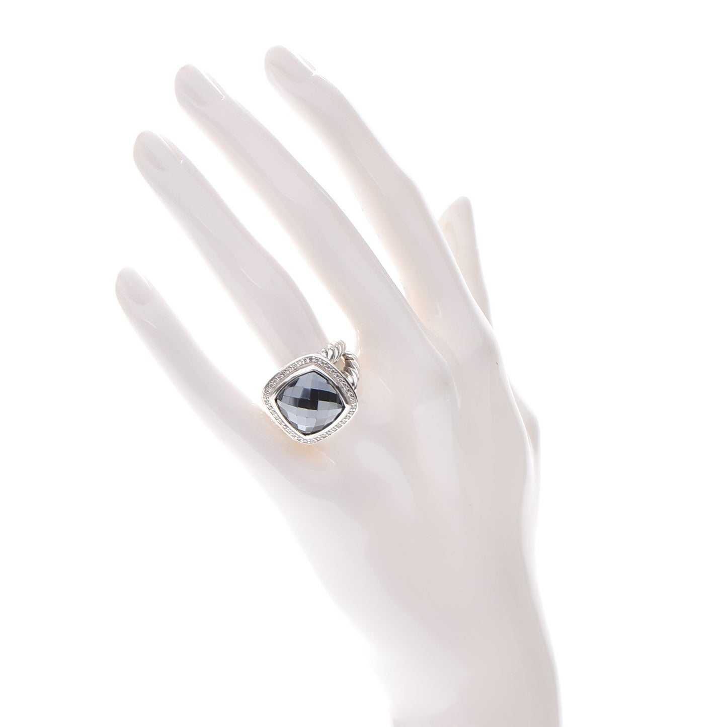 Sterling Silver Diamond Hematite 17mm Albion Ring 54 7