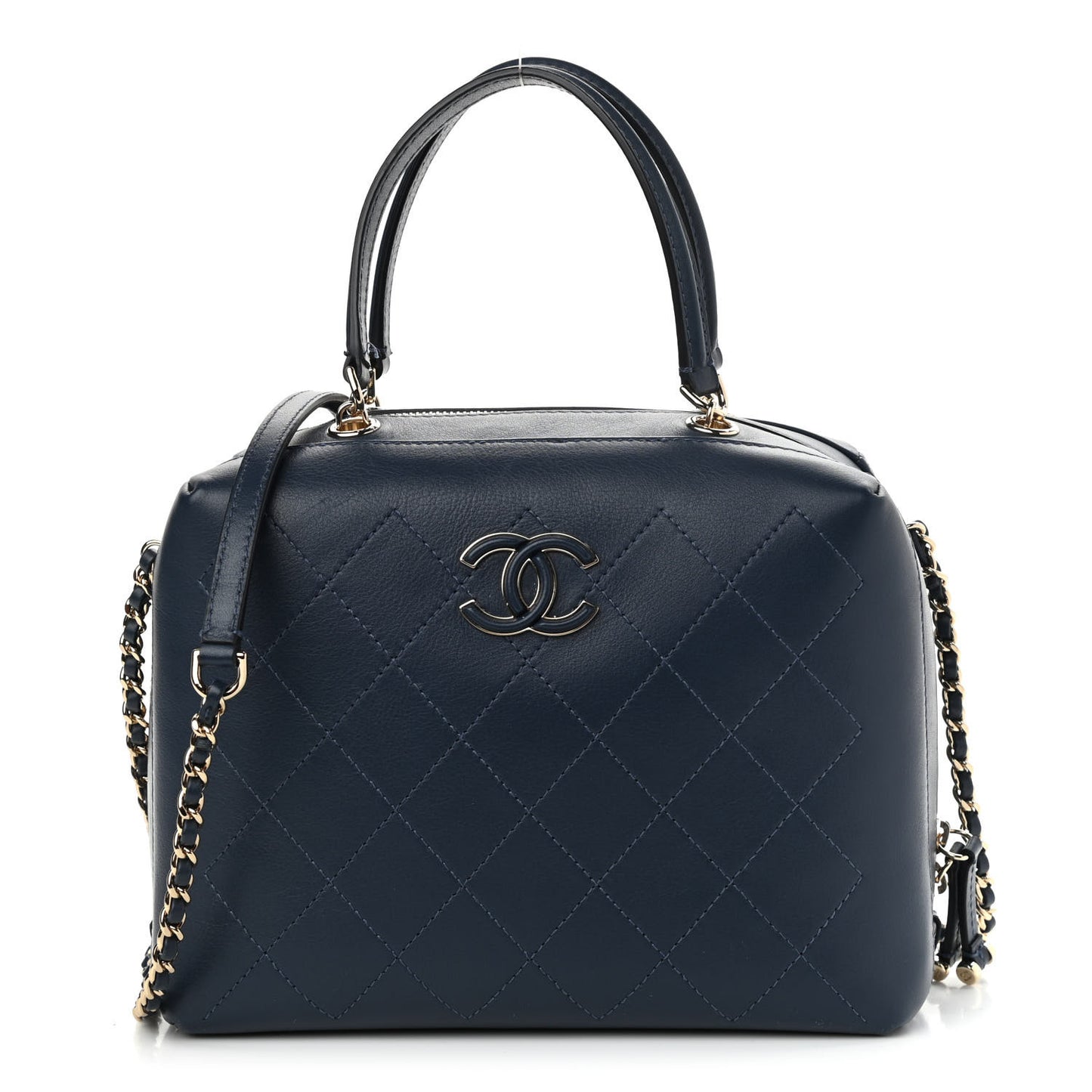 Calfskin Stitched CC Camera Case Bag Blue