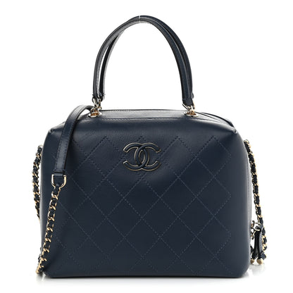 Chanel Calfskin Stitched CC Camera Case Bag Blue 1 of 11