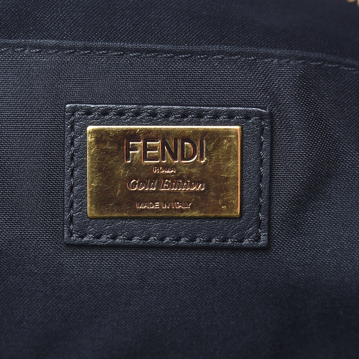 Fendi Vitello Dolce Chain Tail Gold Edition Mini By The Way Boston Bag Black Vintage Gold 7 of 10