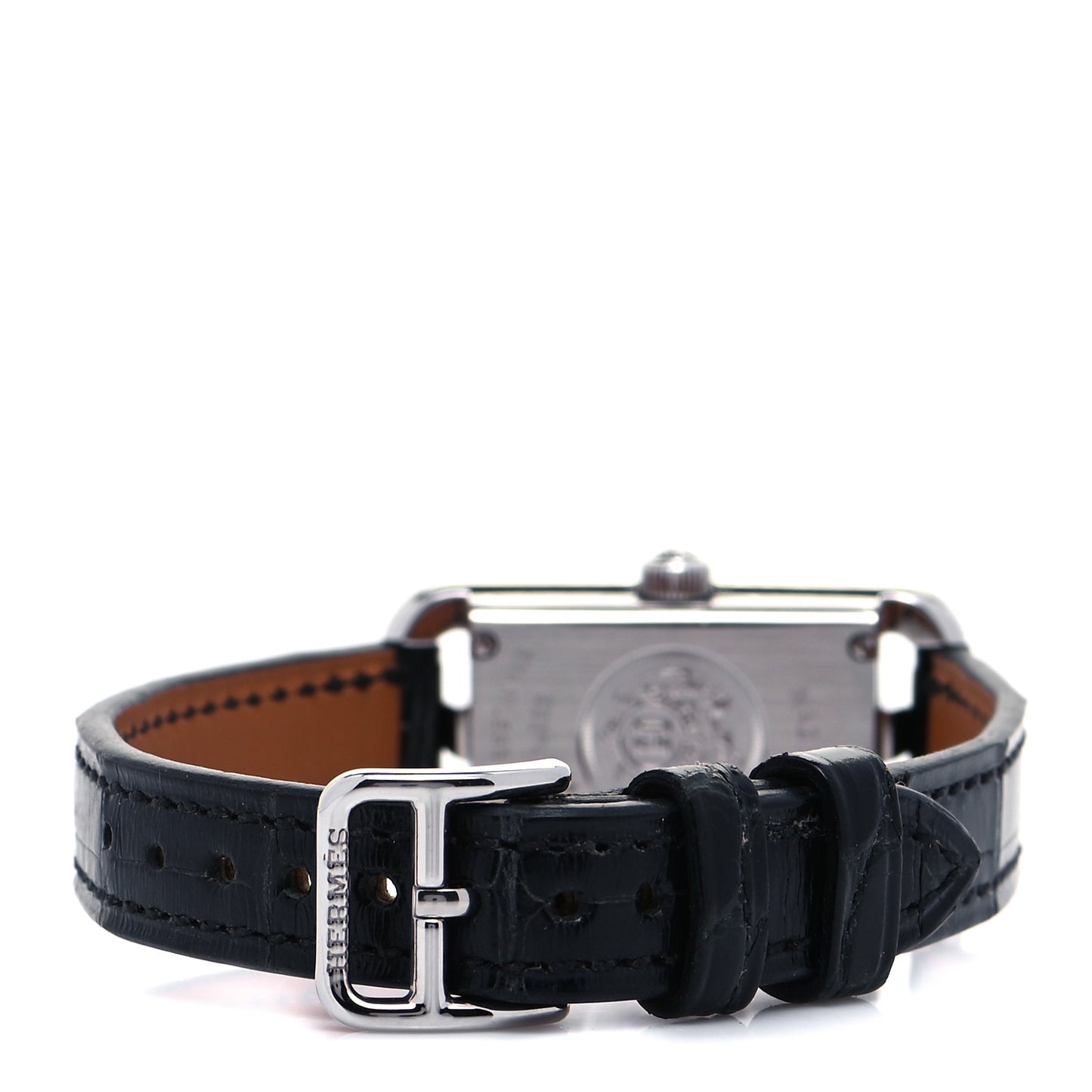 Stainless Steel Alligator Diamond 17mm Nantucket Serti Joaillier Quartz Watch Noir
