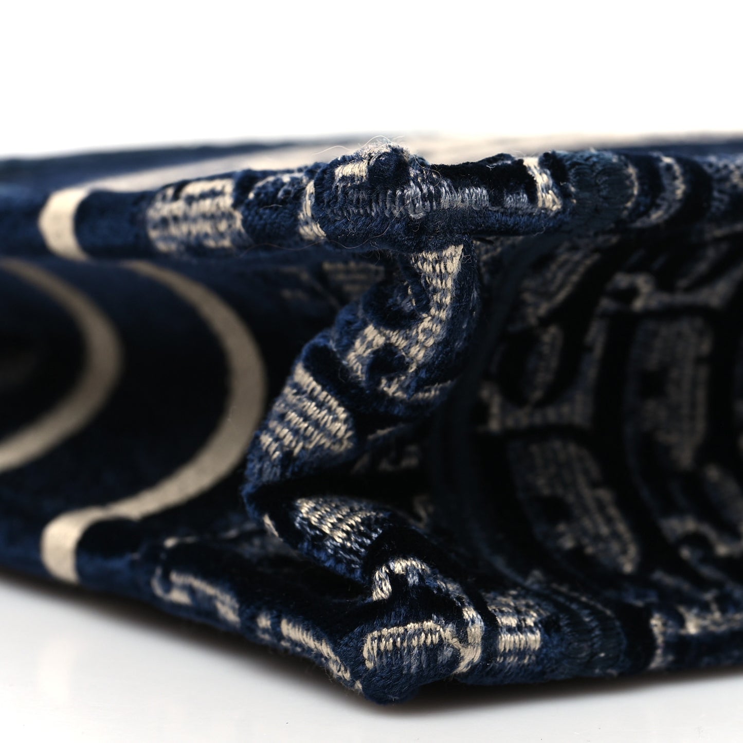 Velvet Oblique Embroidered Mini Book Tote Blue