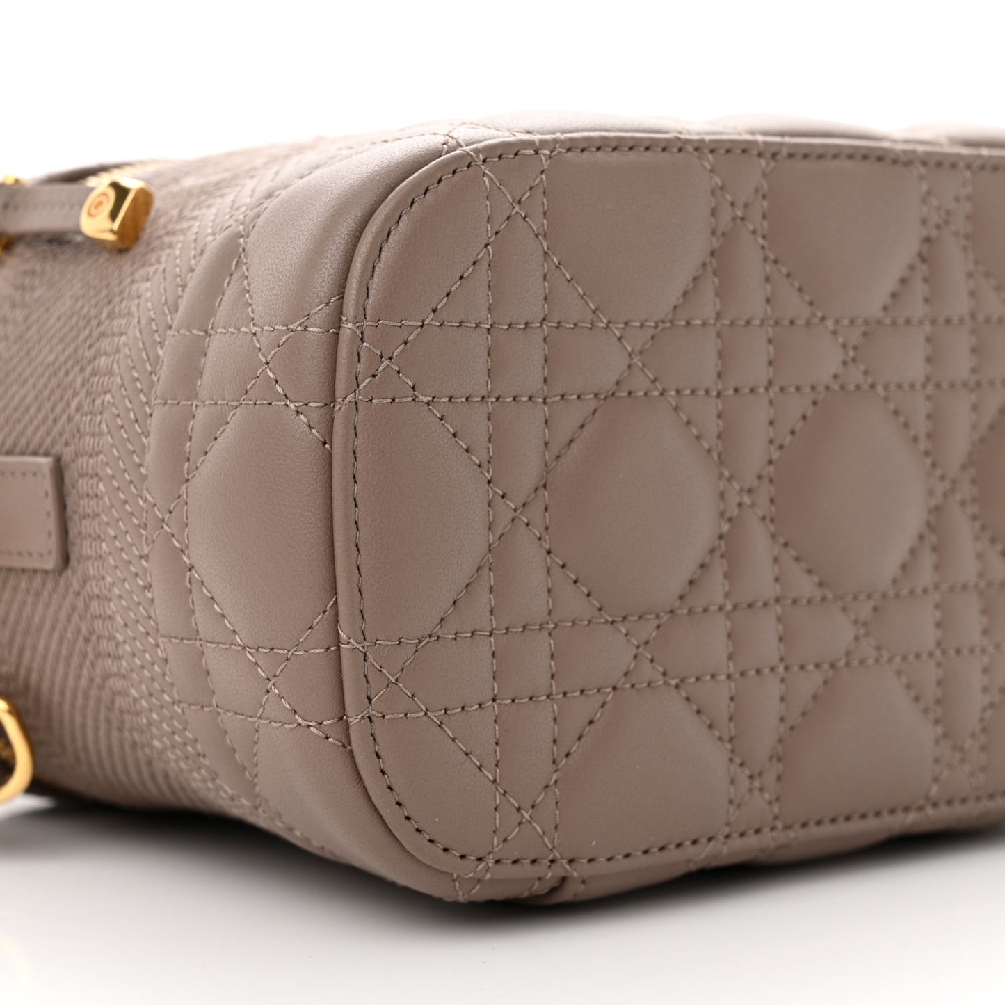 Lambskin Cannage Small Diortravel Vanity Case Warm Taupe