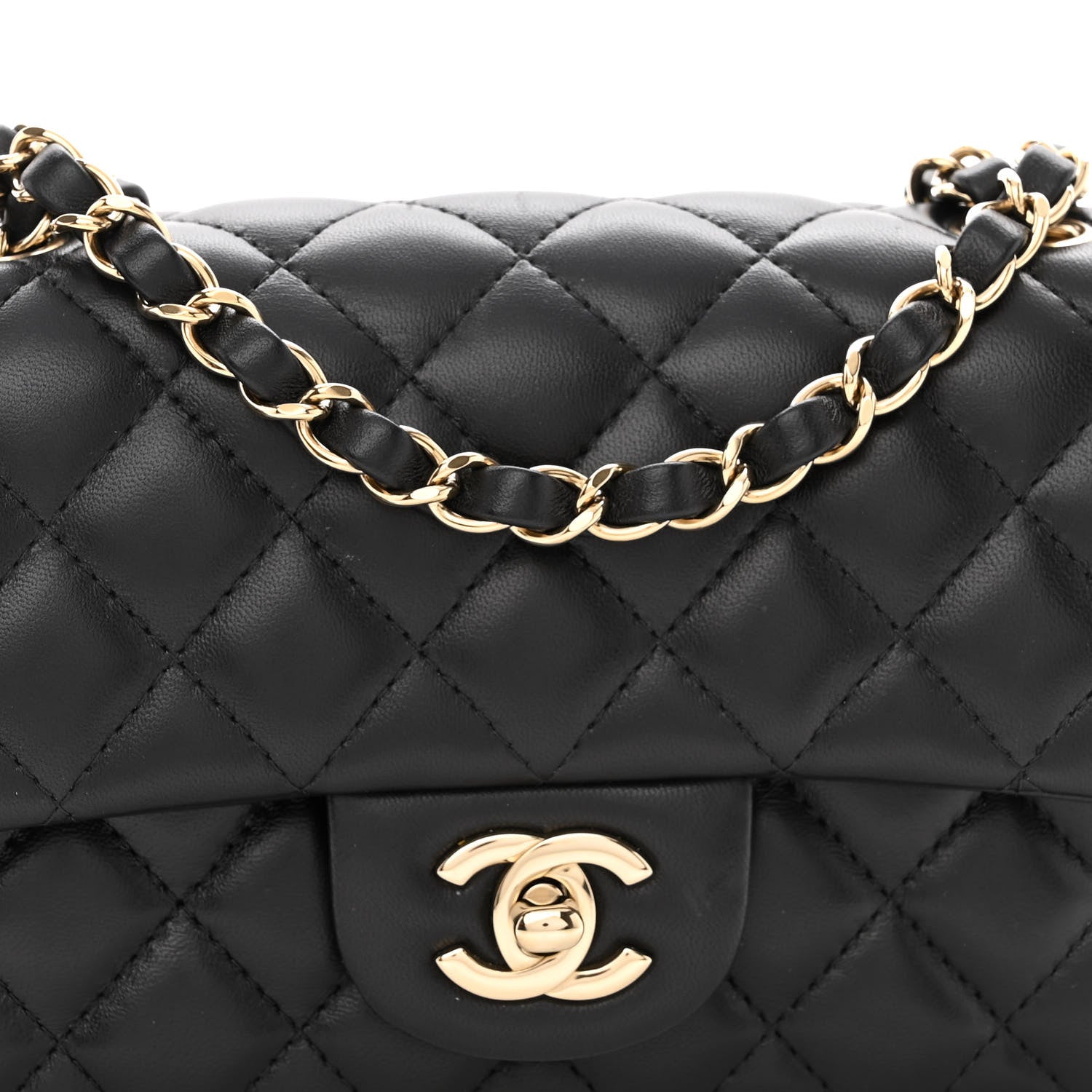 Chanel Lambskin Quilted Mini Rectangular Flap Black 8 of 10