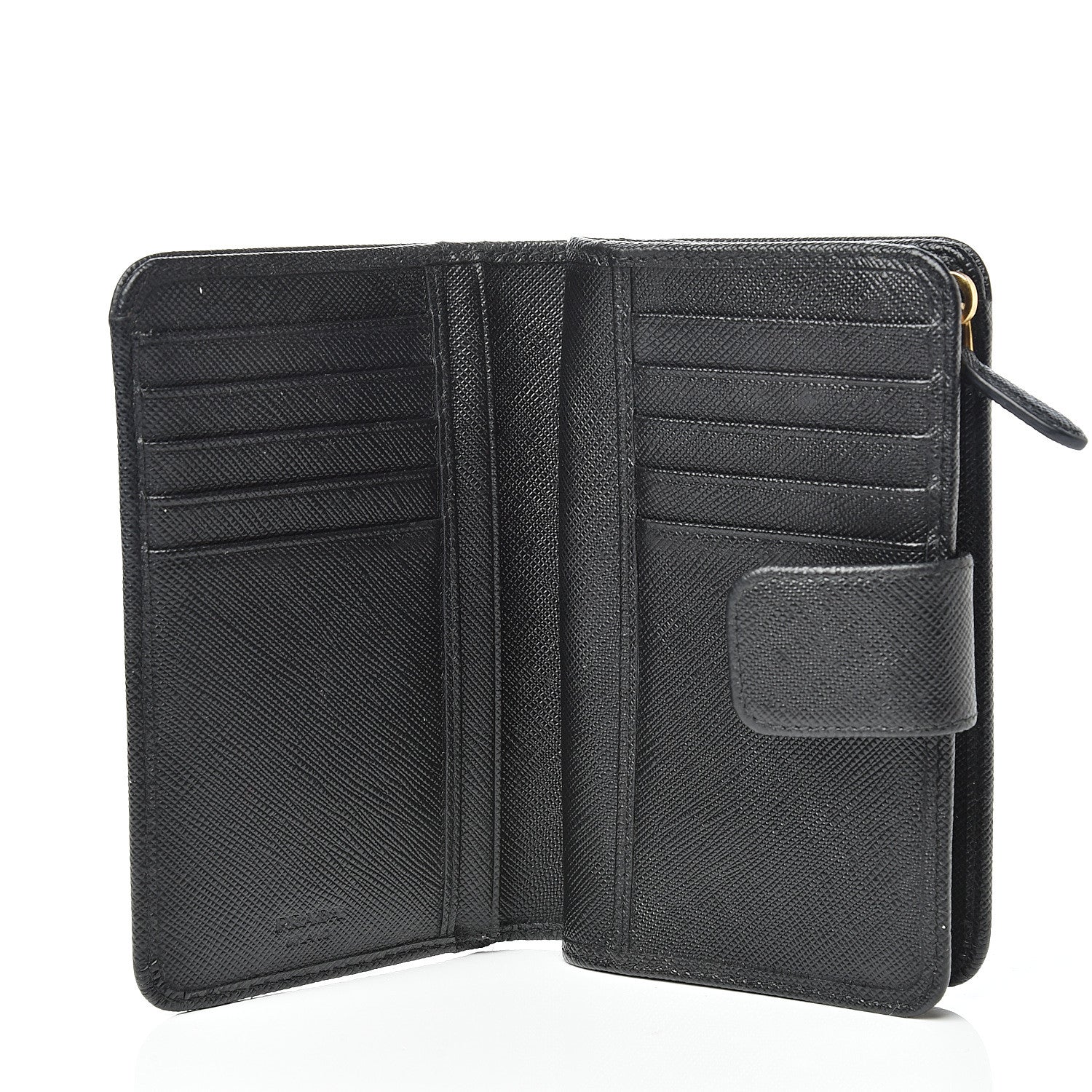 Prada Saffiano Metal Compact Wallet Black 4 of 8