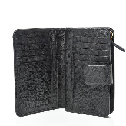 Prada Saffiano Metal Compact Wallet Black 4 of 8