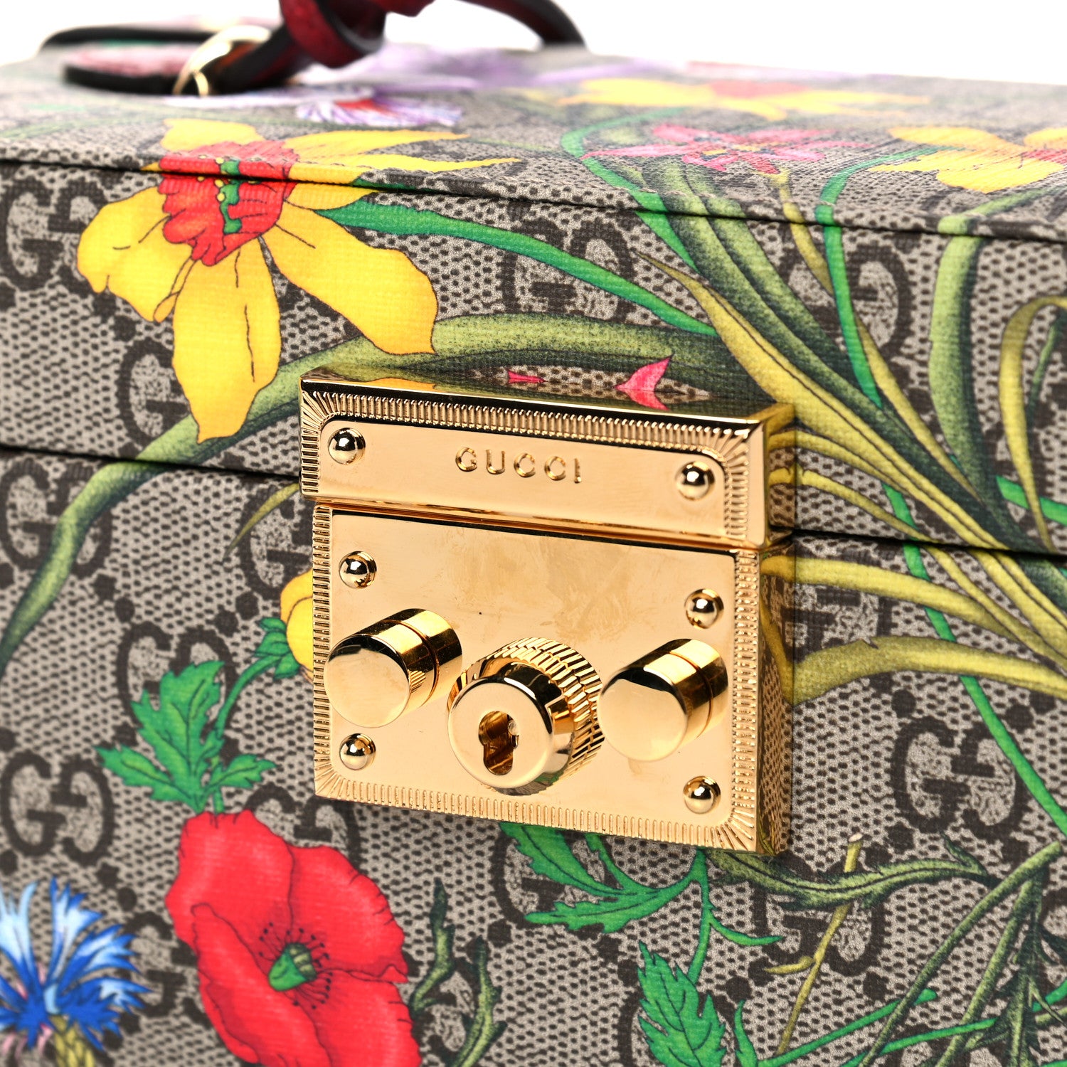 Gucci GG Supreme Monogram Flora Padlock Jewelry Case Red 13 of 13