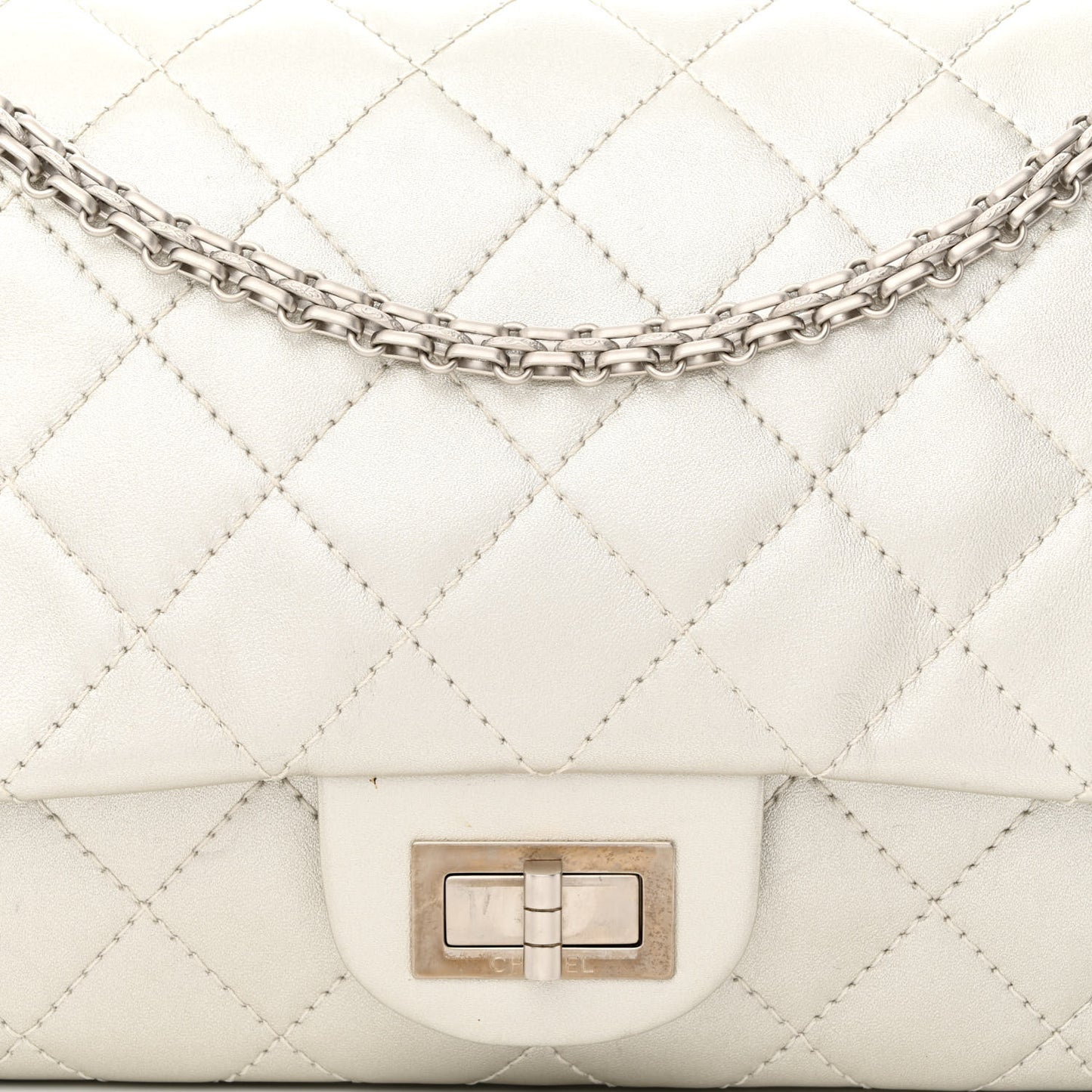 Metallic Lambskin Quilted 2.55 Reissue 227 Flap Silver