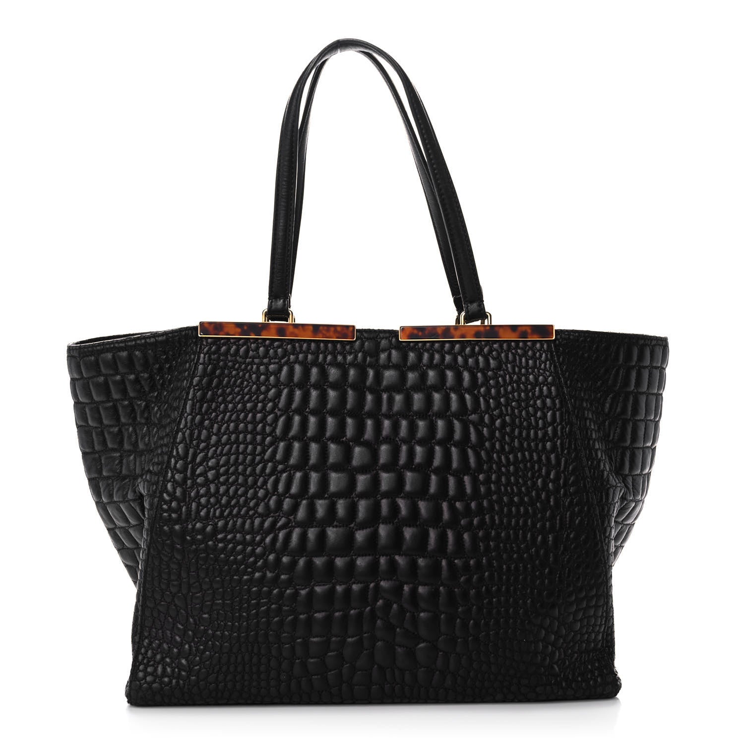 Fendi Nappa Crocodile Trapuntata Large 3Jours Tote Black 1 of 11
