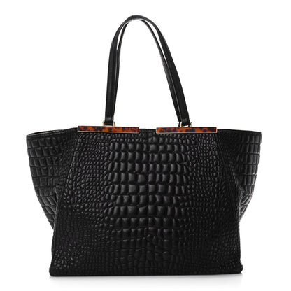 Fendi Nappa Crocodile Trapuntata Large 3Jours Tote Black 1 of 11