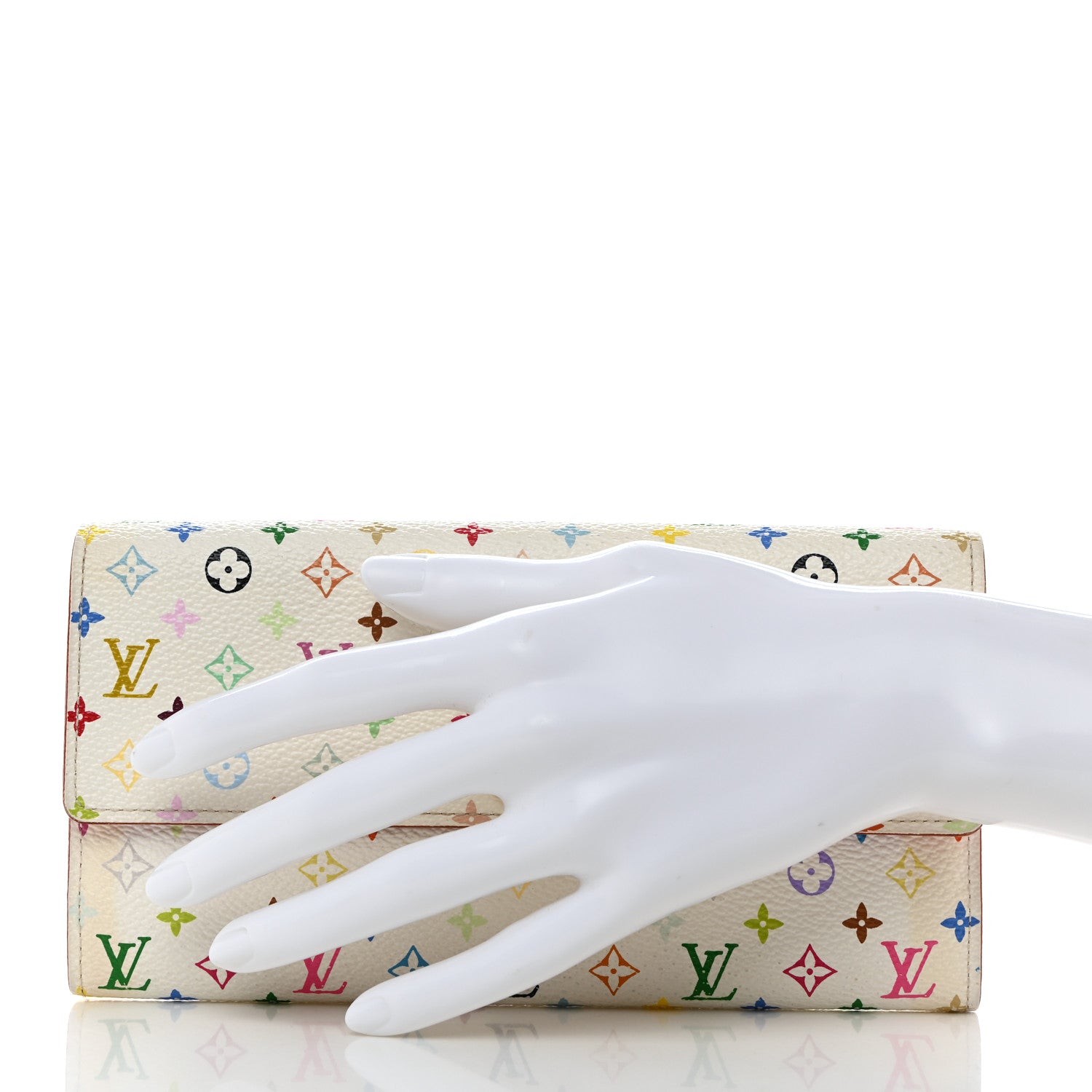 Louis Vuitton Monogram Multicolor Sarah Wallet White Litchi 2 of 10