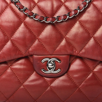 Chanel Lambskin Quilted Large Chanel 3 Flap Rouge Fonce 10 of 11