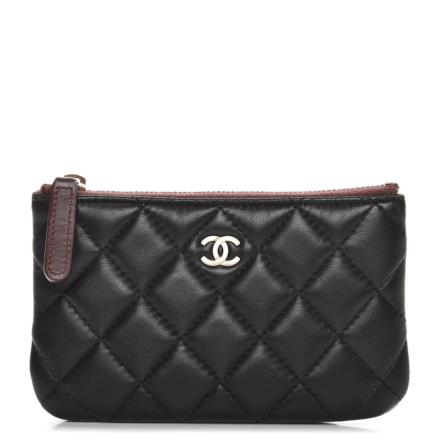 Lambskin Quilted Small Cosmetic Case Black