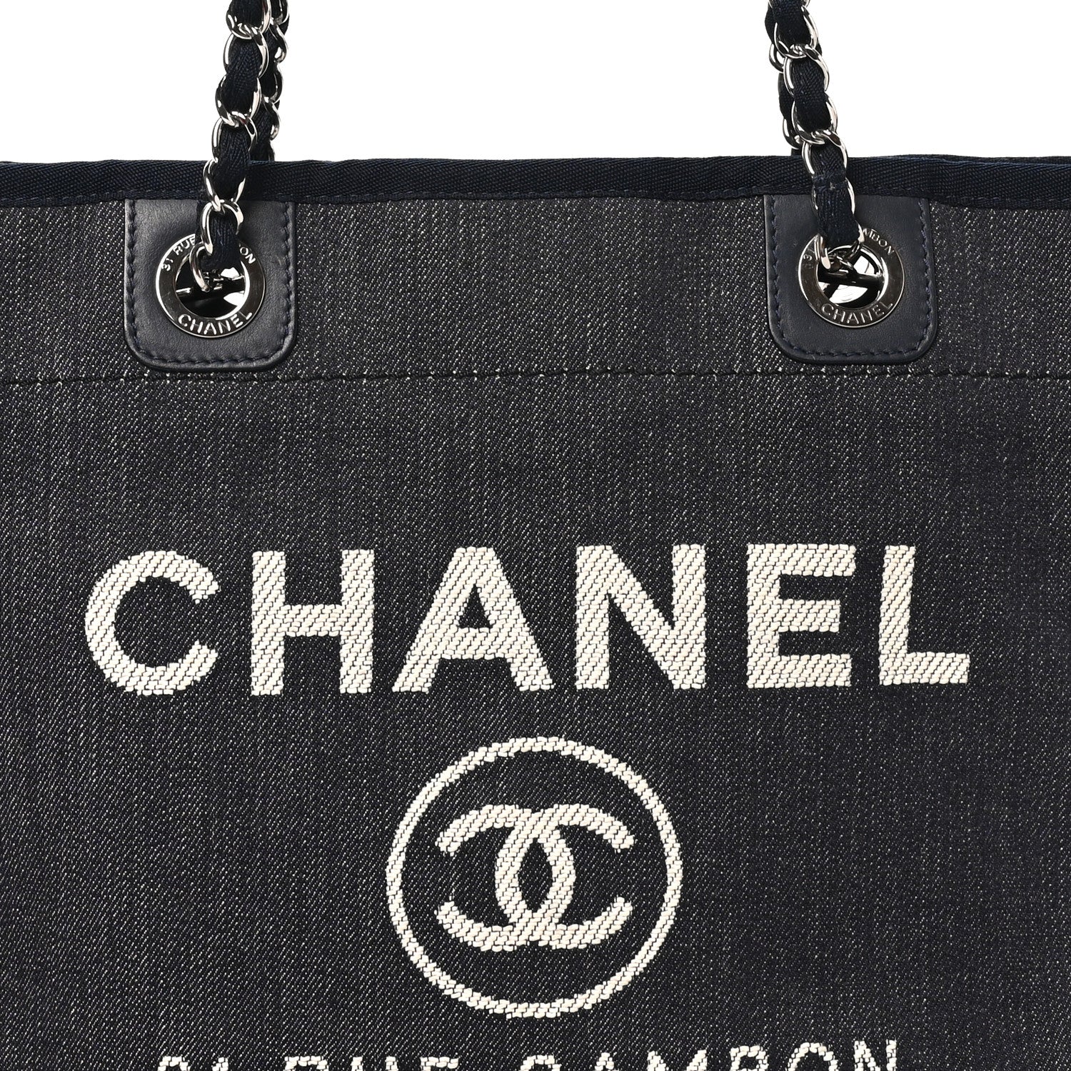 Chanel Denim Small Deauville Tote Dark Blue 8 of 10