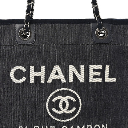 Chanel Denim Small Deauville Tote Dark Blue 8 of 10