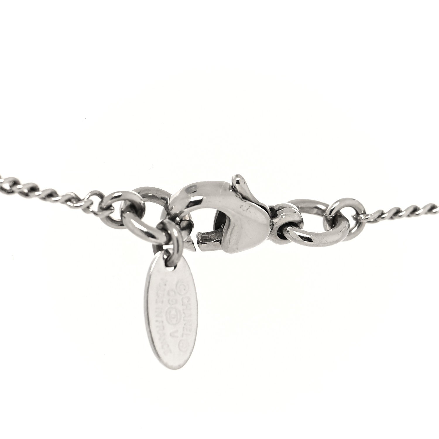 Chanel Crystal Timeless CC Necklace Silver 4 of 5