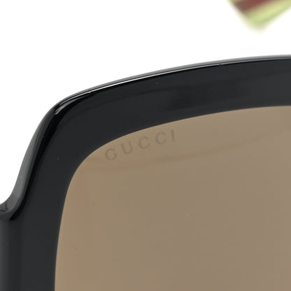 Gucci Acetate Square Frame Web Glitter Sunglasses GG0036S Black Green 7 of 8