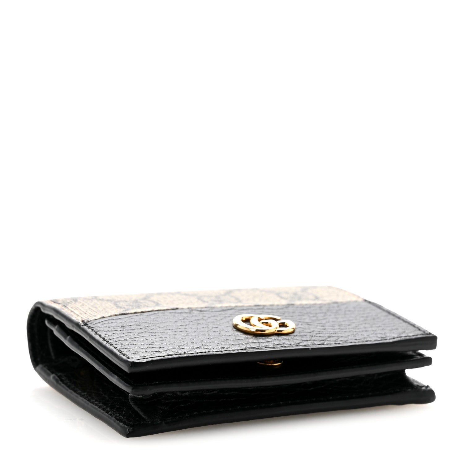 Gucci Dollar Calfskin GG Supreme Monogram GG Marmont Card Case Black Beige Ebony 4 of 8