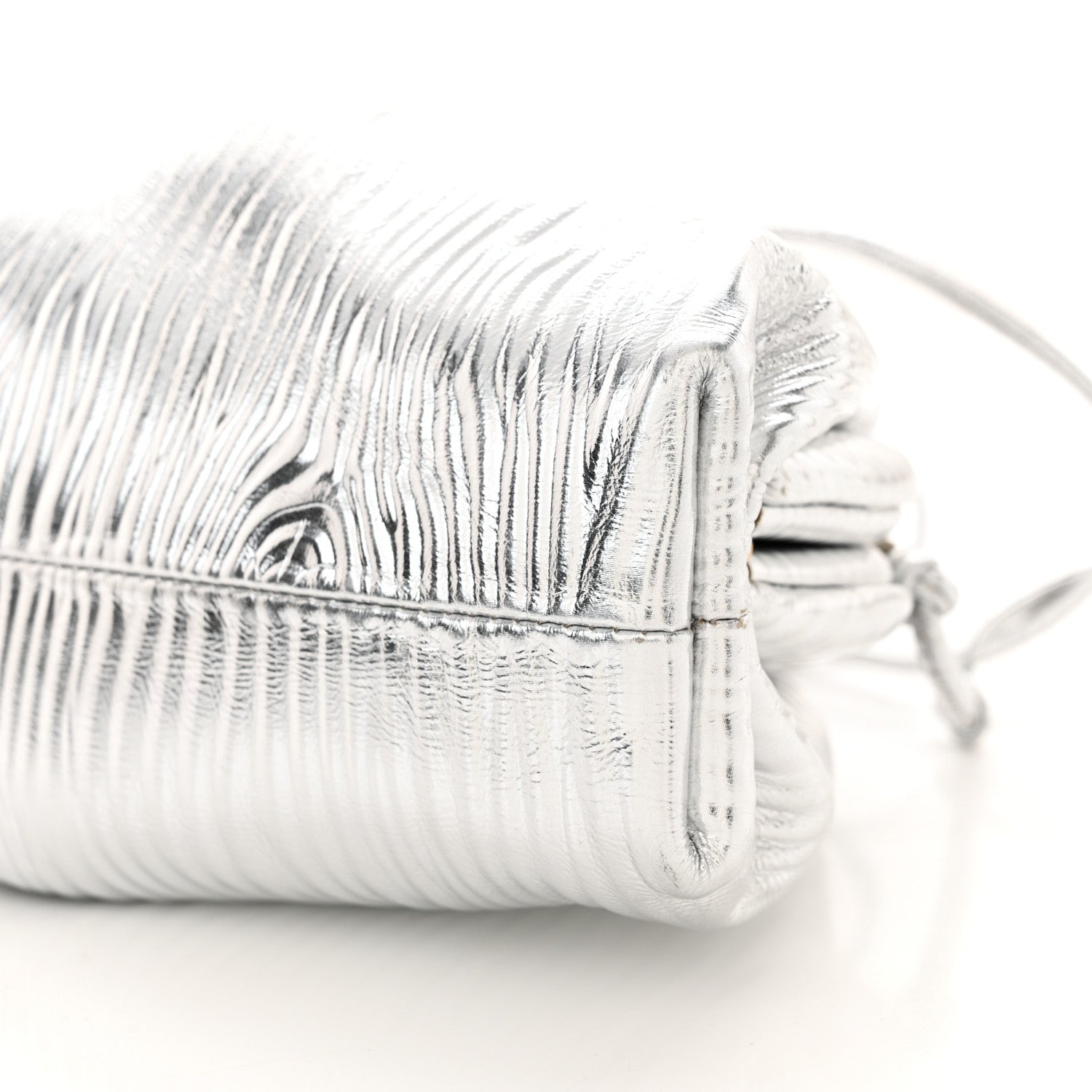 Bottega Veneta Metallic Bark Calfskin The Mini Pouch Silver 10 of 10