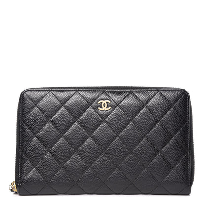 Chanel Caviar Quilted Large Zip Around Organizer Wallet Black 1 of 17