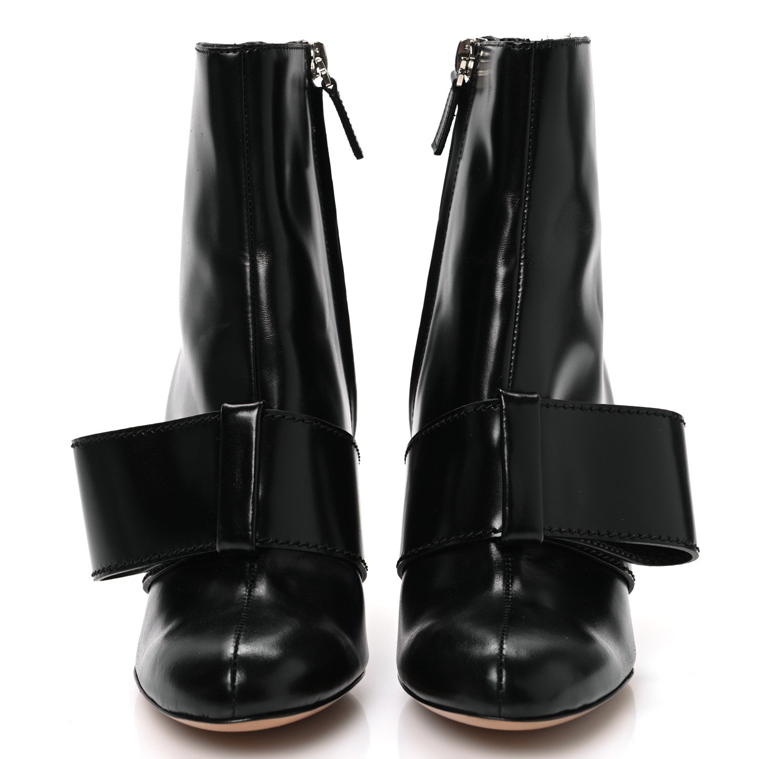 Valentino Garavani Calfskin Bow Ankle Boots 35 Black 3 of 10