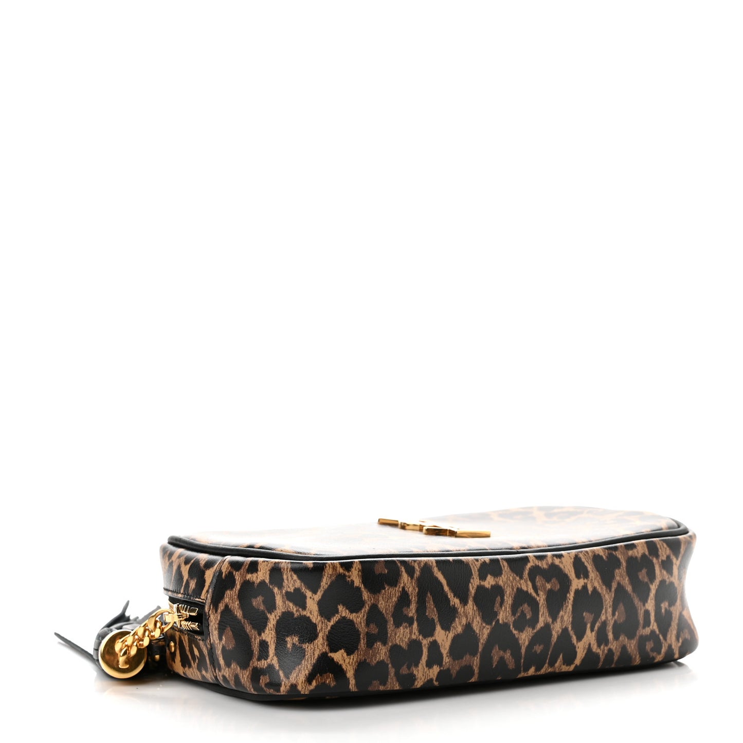 Calfskin Heart Leopard Print Monogram Mini Lou Camera Bag Toffee