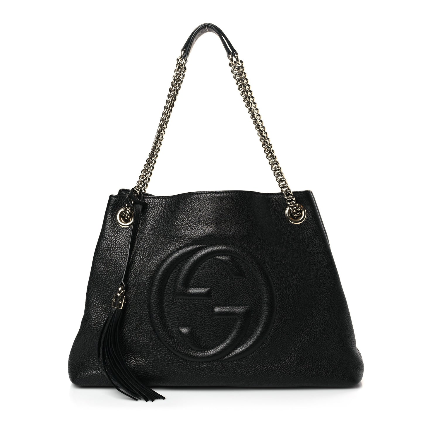 Pebbled Calfskin Medium Soho Chain Shoulder Bag Black