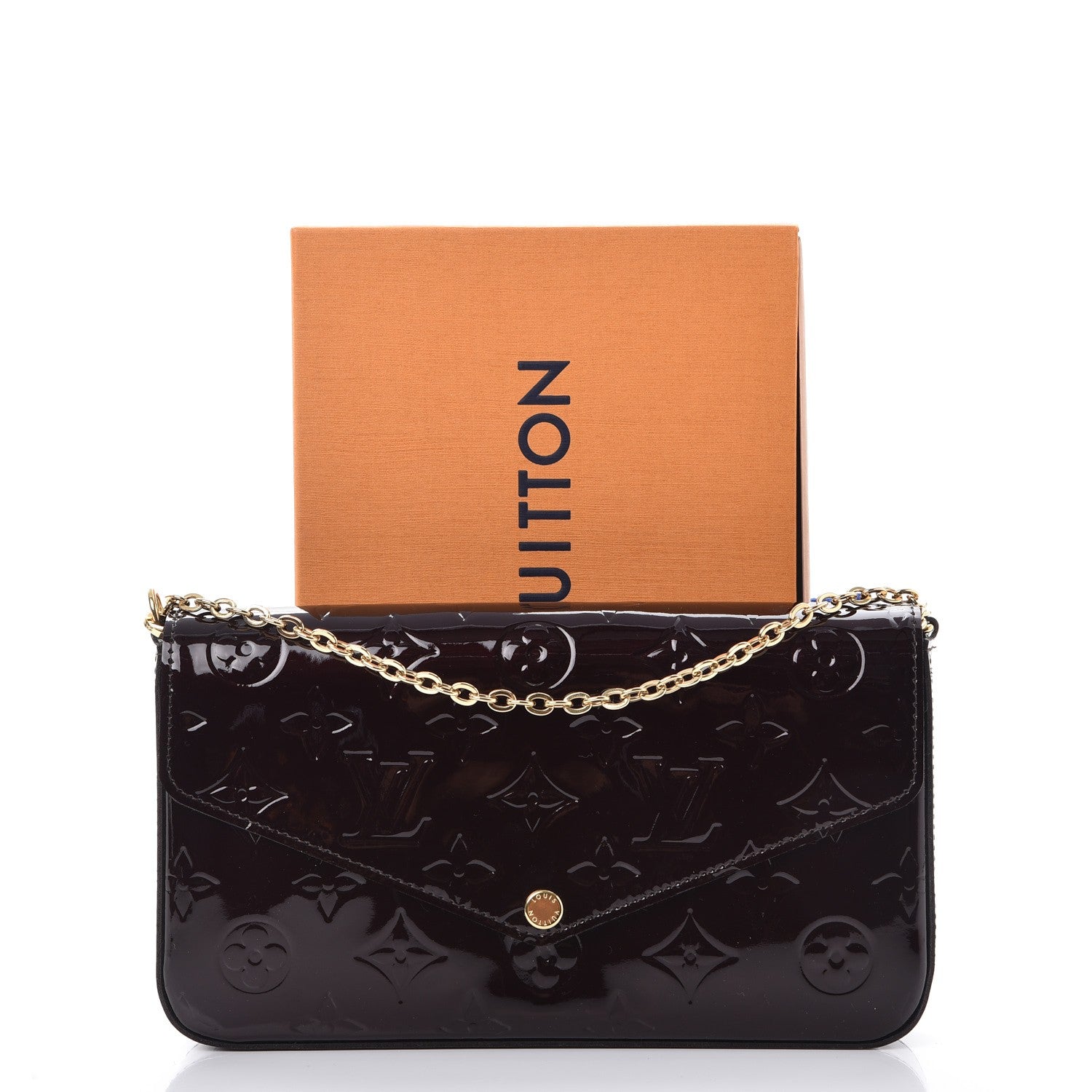 Louis Vuitton Vernis Pochette Felicie Chain Wallet Amarante 13 of 13
