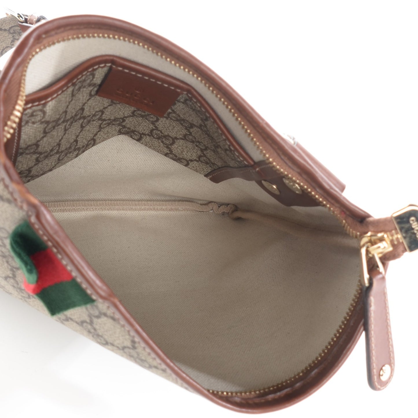 GG Plus Monogram Signature Web Loop Messenger Brown