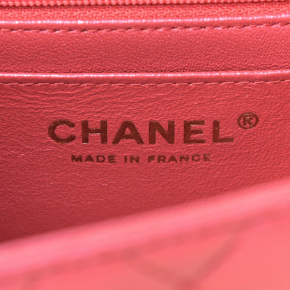 Chanel Iridescent Lambskin Quilted Mini Top Handle Rectangular Flap Red 7 of 8