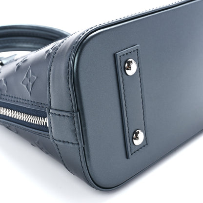 Louis Vuitton Metallic Calfskin Debossed Monogram Alma BB Steel Blue 9 of 10