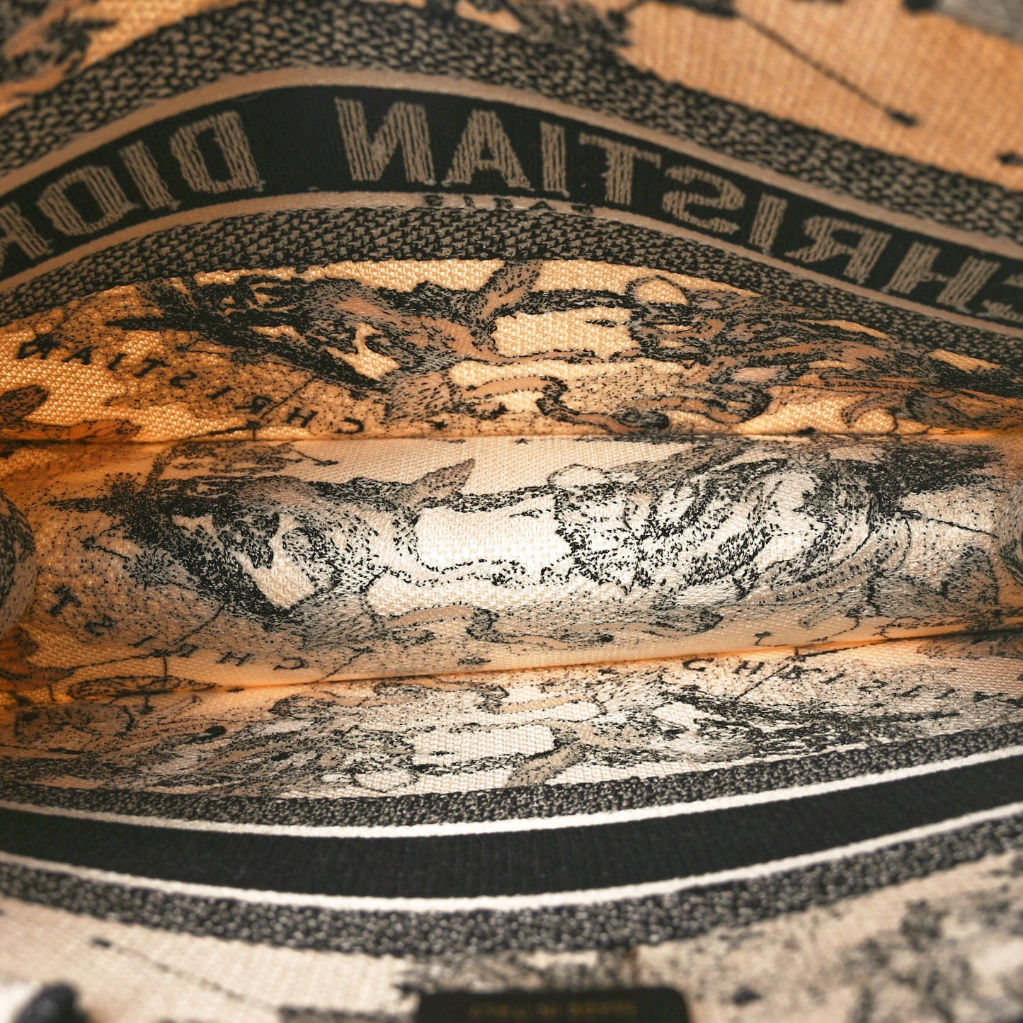 Canvas Zodiac Toile De Jouy Embroidered Medium Book Tote Latte