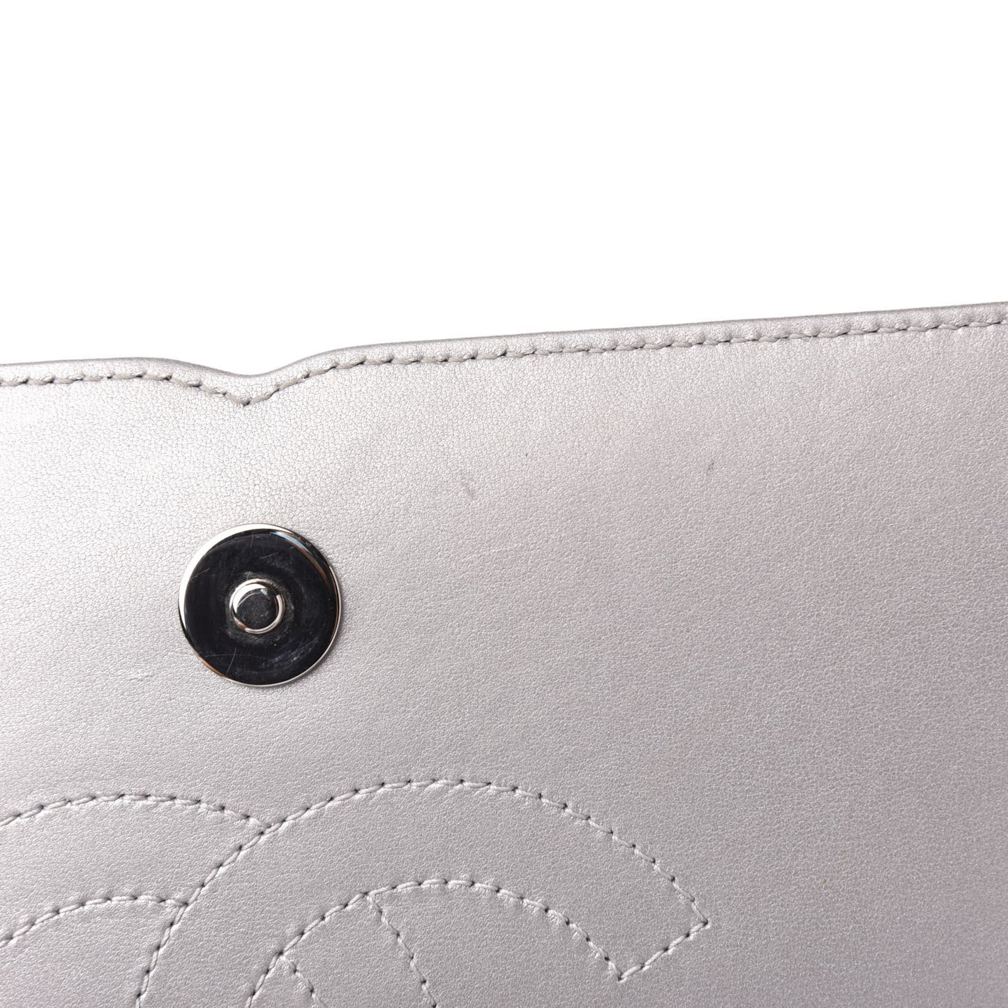 Metallic Caviar Quilted Medium CC Filigree Flap Silver