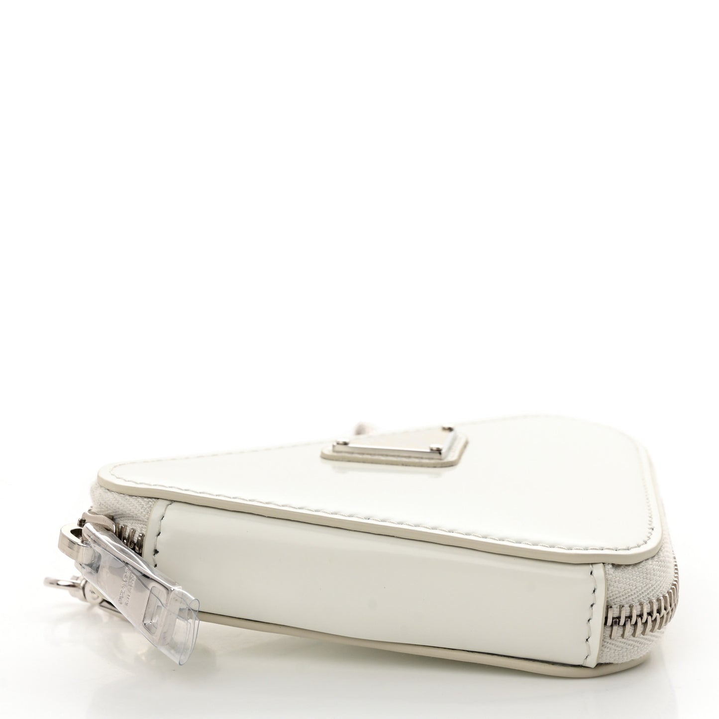 Spazzolato Mini Triangle Chain Crossbody Pouch White