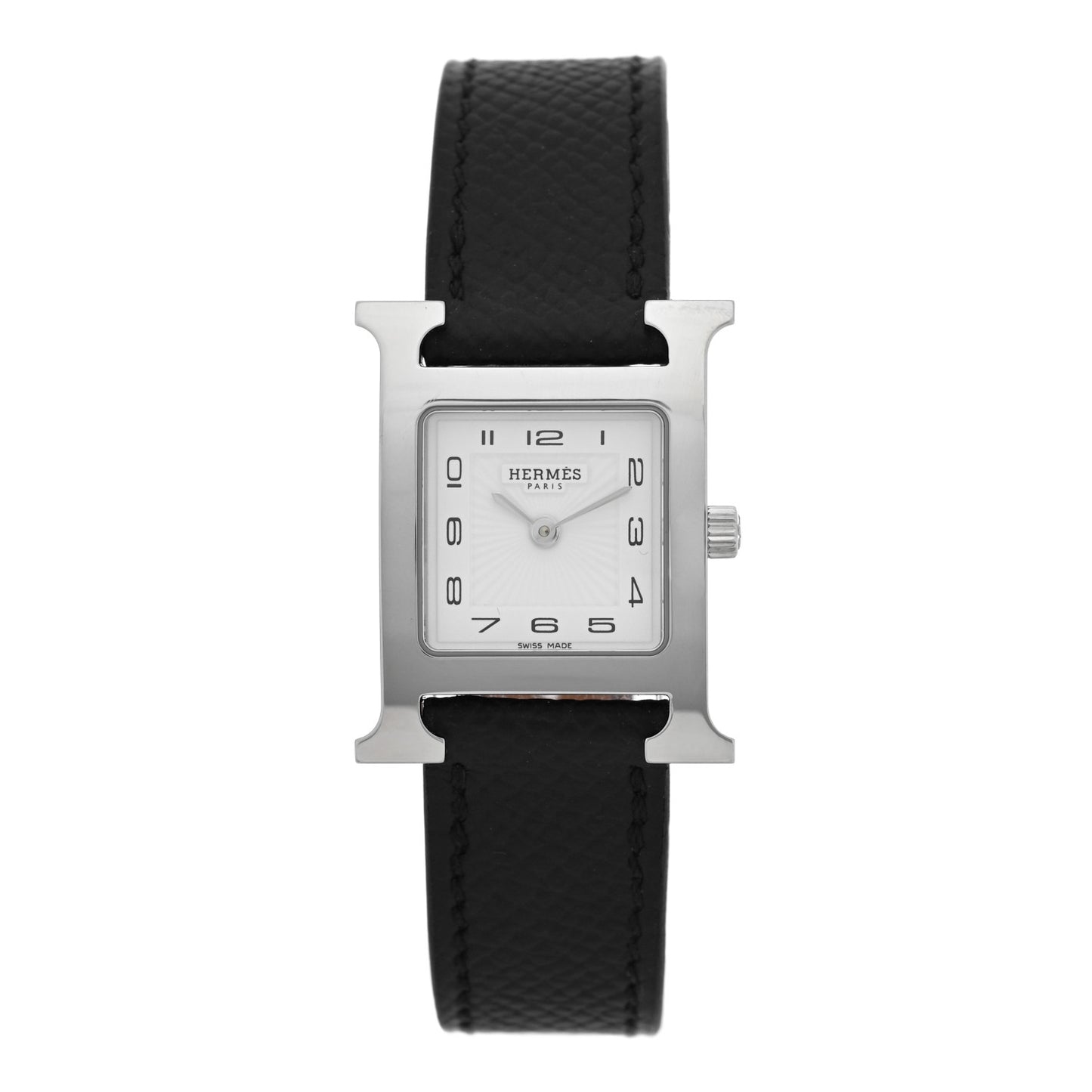 Stainless Steel Epsom 21mm Heure H Hour Quartz Watch Noir