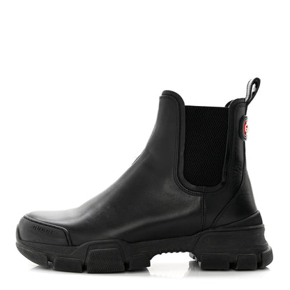 Gucci Calfskin Logo Womens Lug Sole Chelsea Ankle Boots 40.5 Black 1 of 9