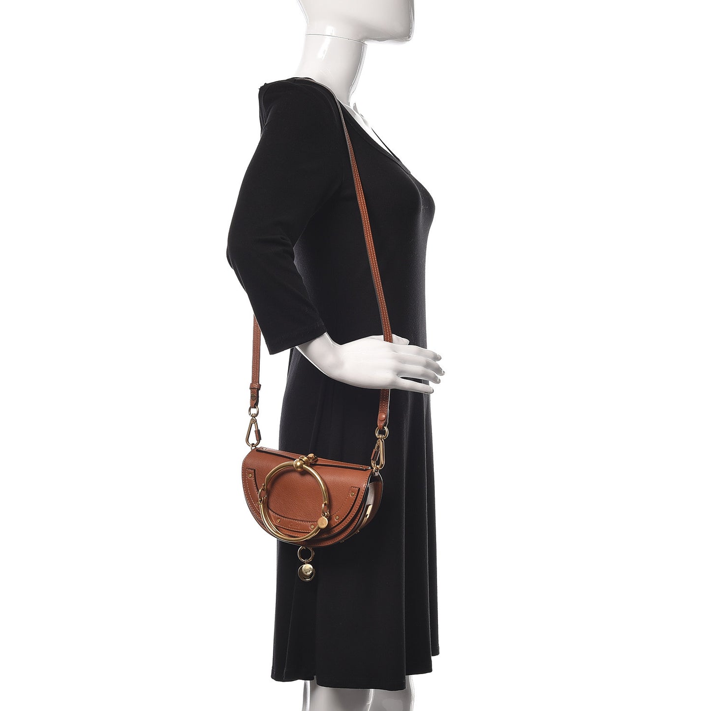 Calfskin Small Nile Bracelet Minaudiere Bag Caramel