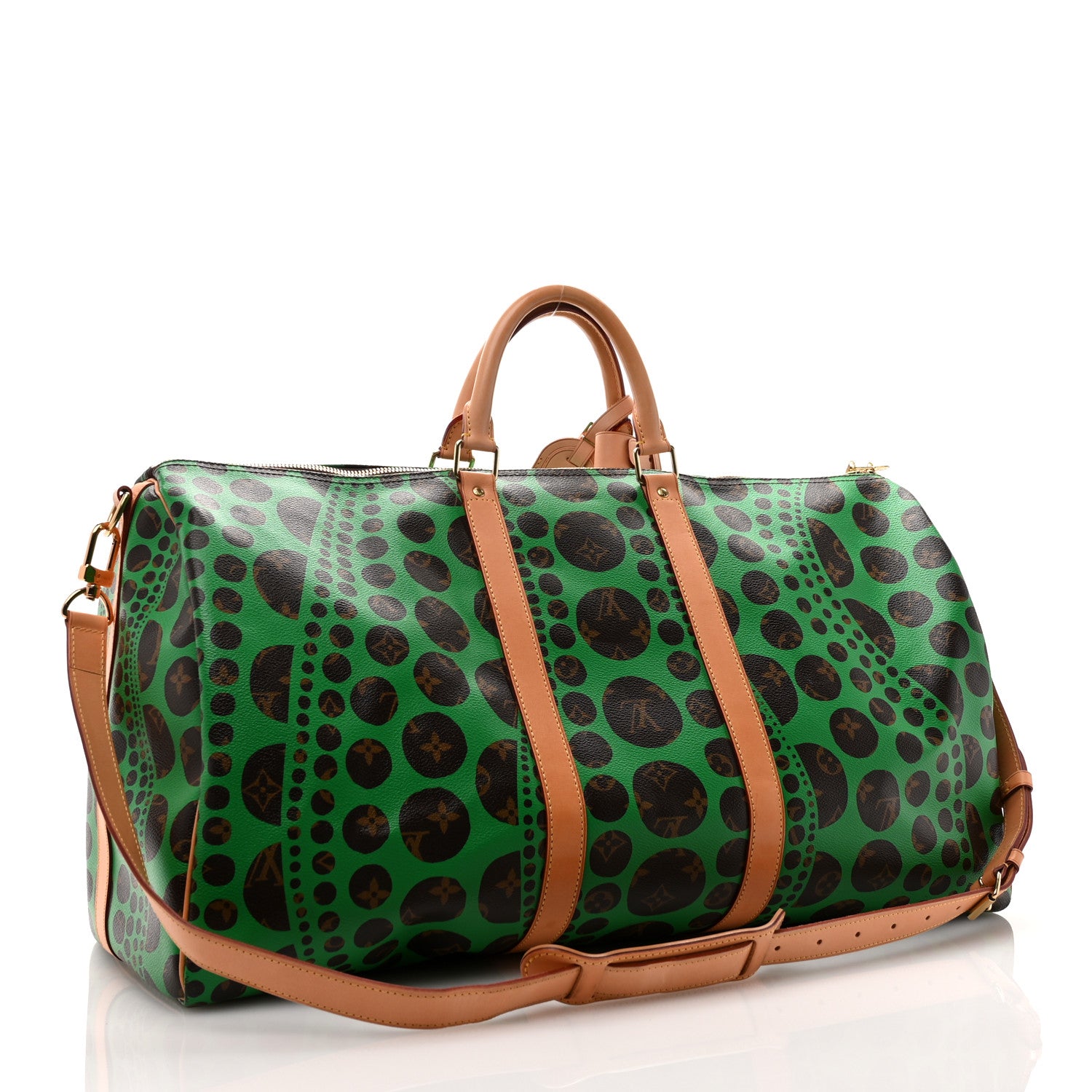Louis Vuitton Monogram Kusama Pumpkin Dots Keepall Bandouliere 55 Green 2 of 13