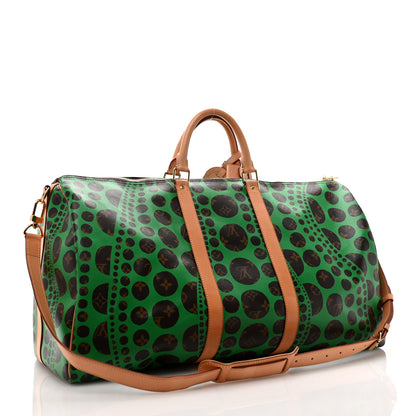 Louis Vuitton Monogram Kusama Pumpkin Dots Keepall Bandouliere 55 Green 2 of 13