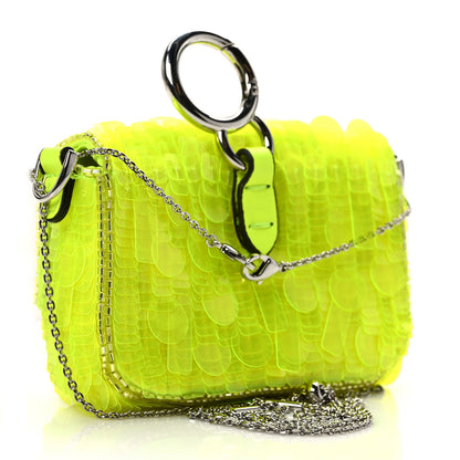 Fendi Transparent Paillettes Vitello King Nano Maxi Buckle Baguette Charm Yellow Fluo 3 of 9