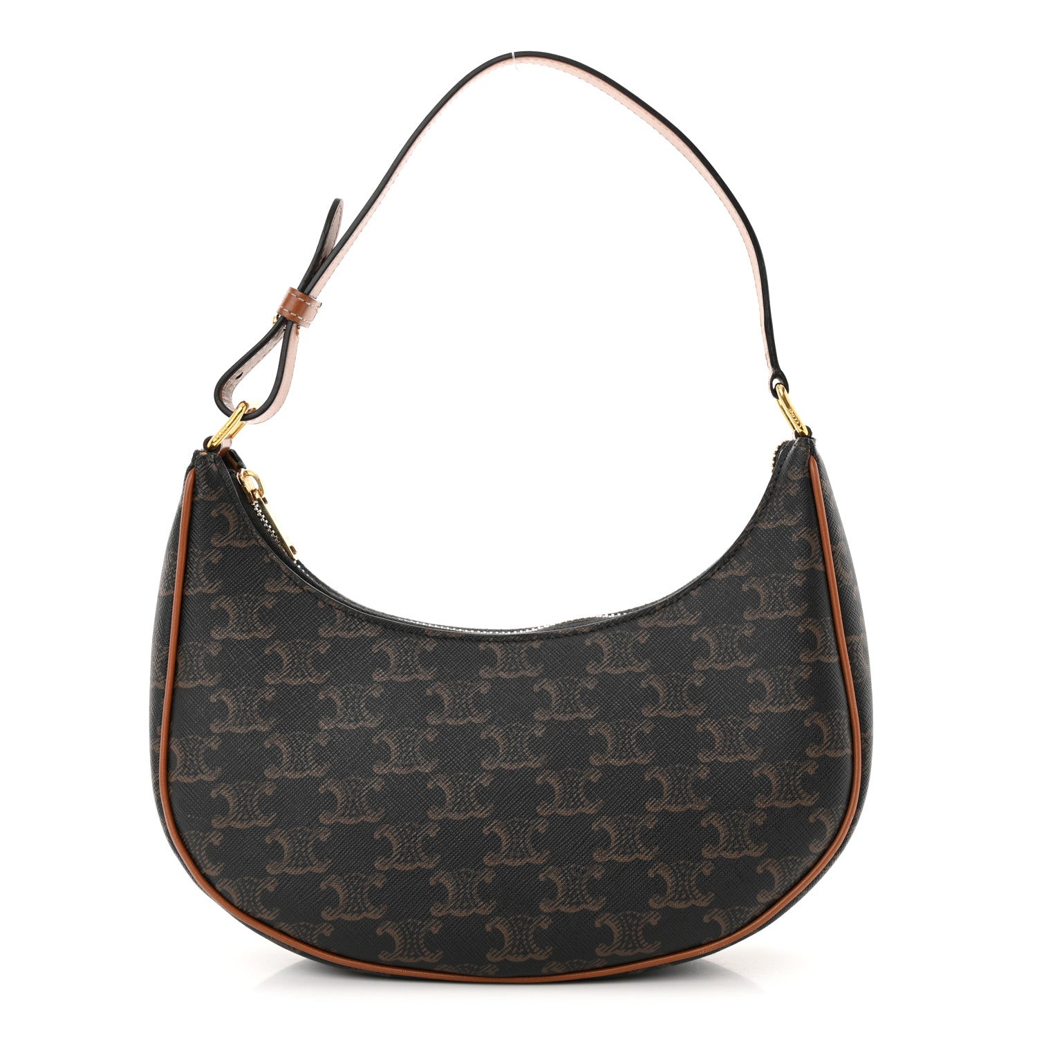 Celine Triomphe Canvas Calfskin Ava Shoulder Bag Tan 1 of 12