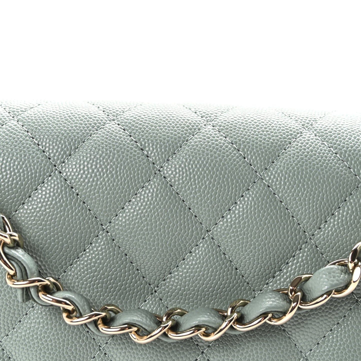 Caviar Quilted Medium Double Flap Dark Green