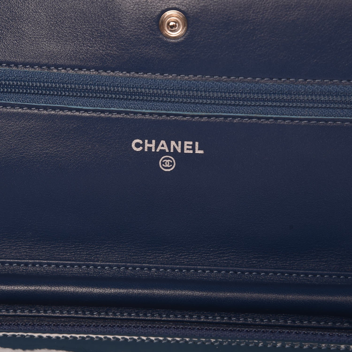 Chanel Patent Quilted Brilliant Wallet On Chain WOC Blue 6 of 11