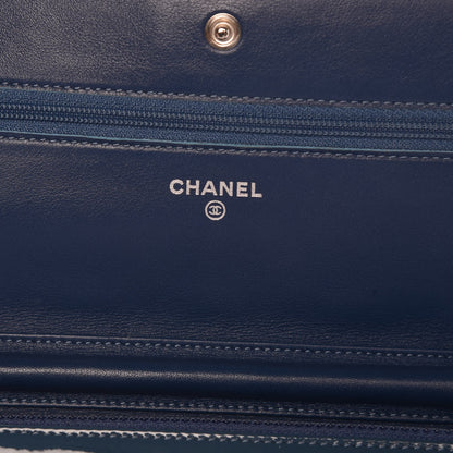 Chanel Patent Quilted Brilliant Wallet On Chain WOC Blue 6 of 11
