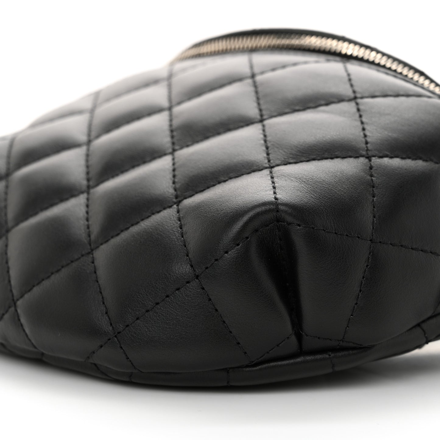 Calfskin Quilted Waist Belt Bag Black