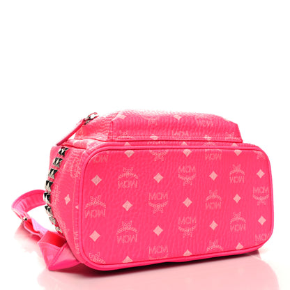 MCM Visetos Small Side Stud Stark Backpack Neon Pink 4 of 9